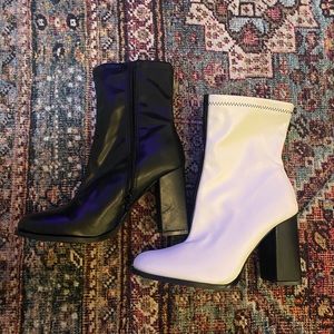 Nasty Gal NWOT Bi-Color/Two Toned Black & White Boots
